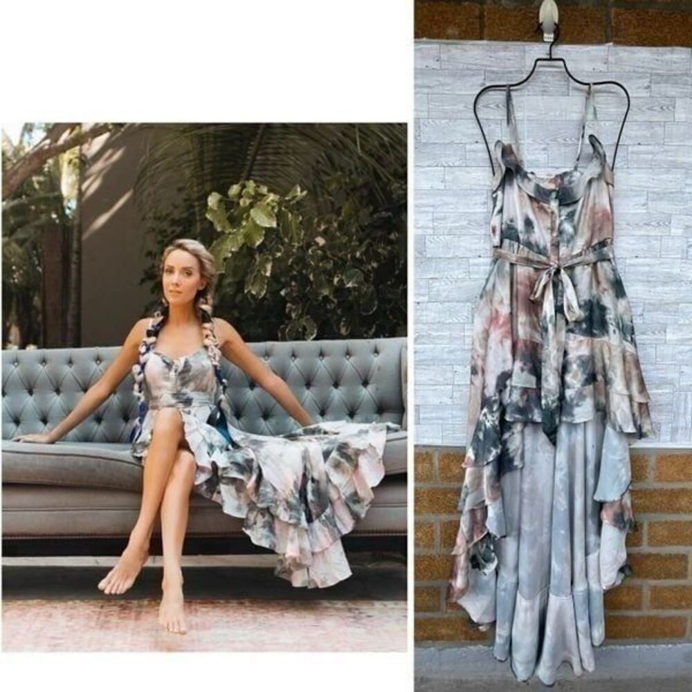 SUKISO WOMEN'S JULIET HIGH TO LOW DRESS EARTH TIE-DYE LARGE - Picture 2 of 12